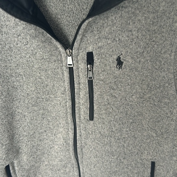 Polo adult medium gray full zip cotton sweater - Picture 4 of 5